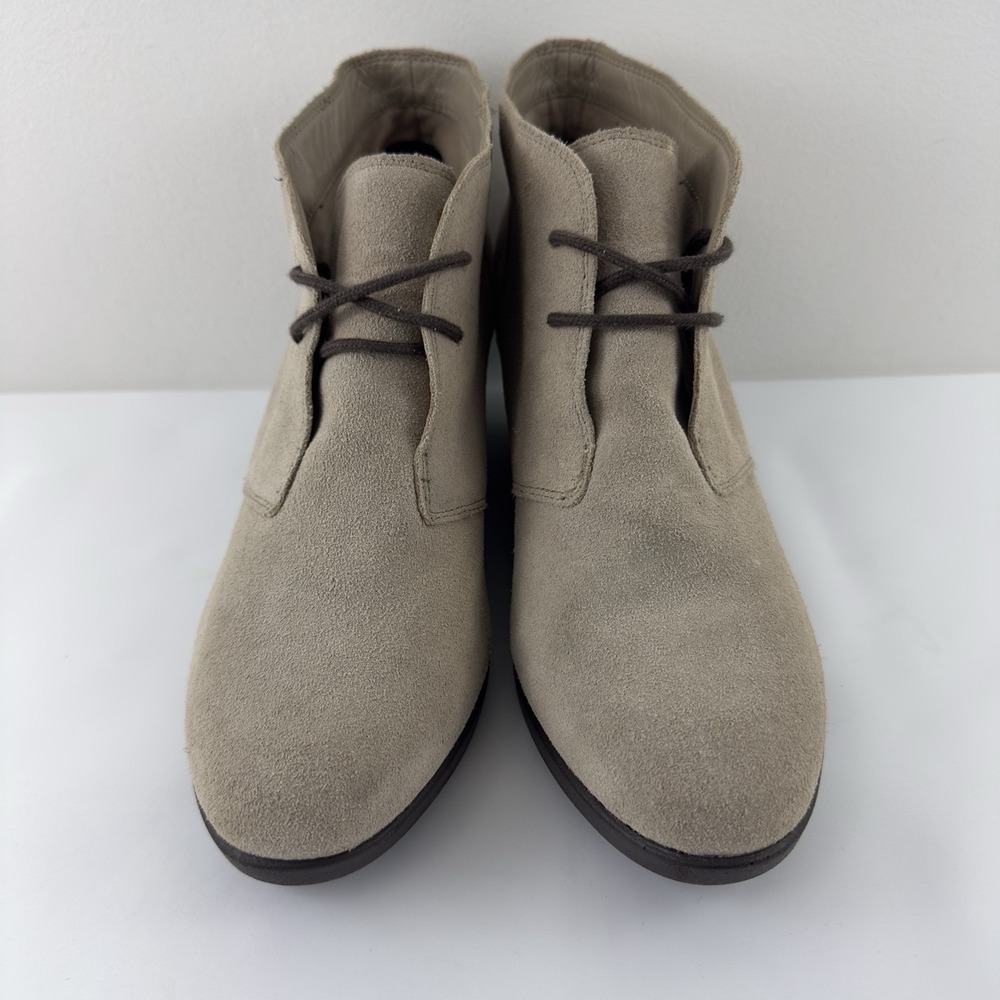 Crocs Women's Suede Wedge Ankle Boots Size 10 Taupe - Picture 2 of 11